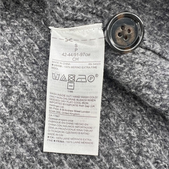 Banana Republic Gray Merino Wool Rib Knit Half Button Neck Sweater Size S Men’s - Picture 5 of 5